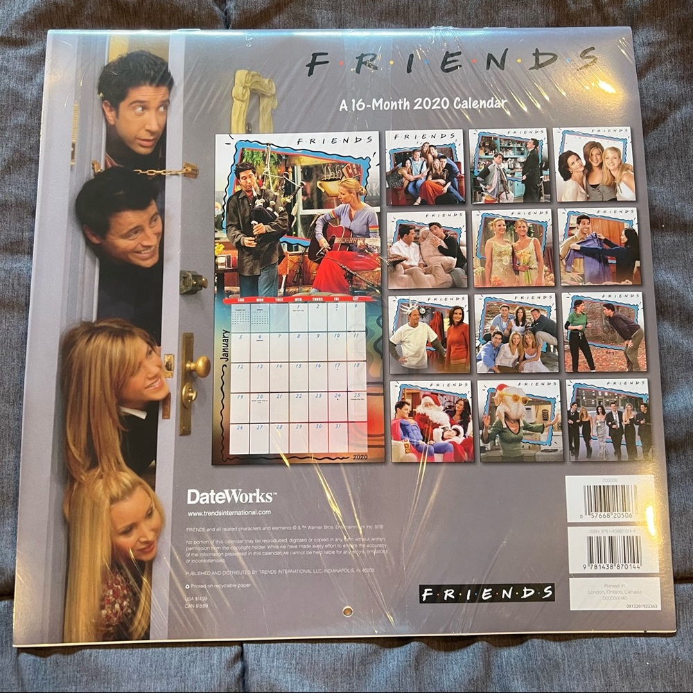 NWT Friends 2020 Calendar 90s TV Sitcom Comedy Jennifer Anniston Matthew Perry - Picture 3 of 4